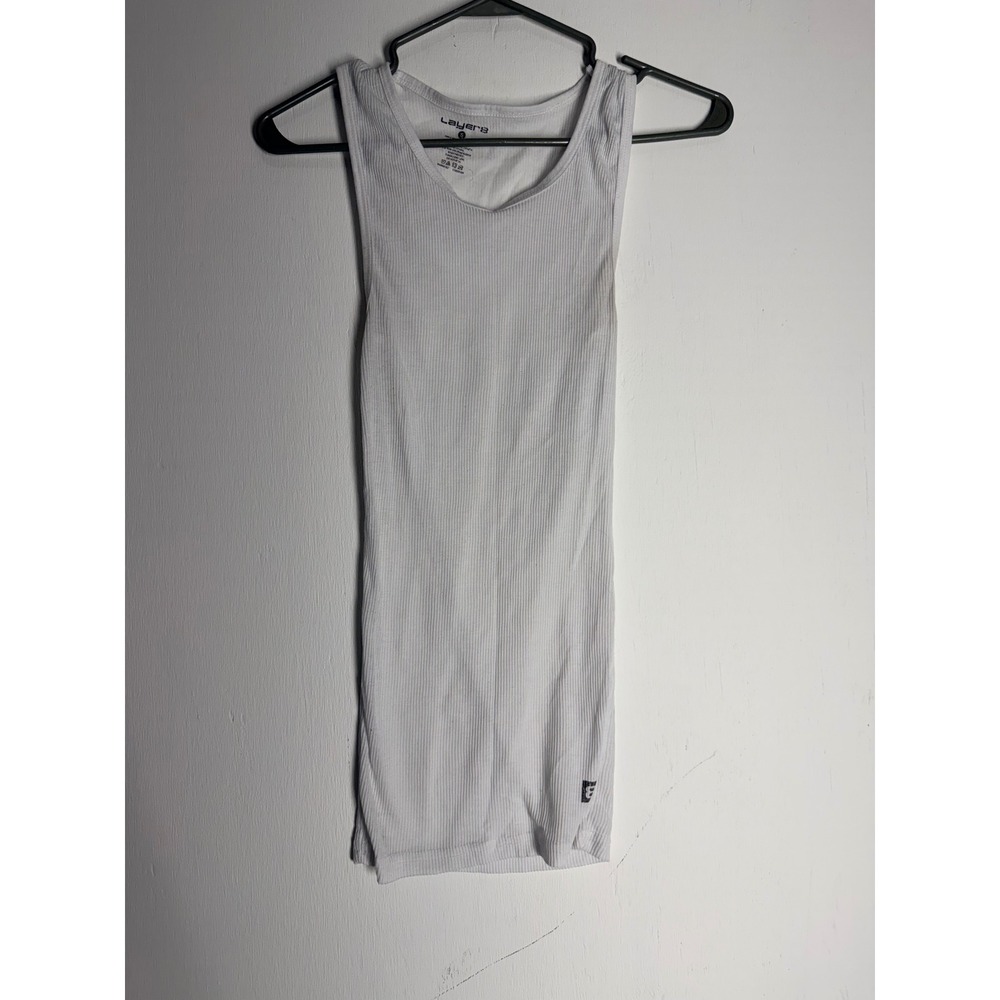 Layer 8 Mens Ribbed Tank Top White Slim Fit Athletic Undershirt Small RN86752